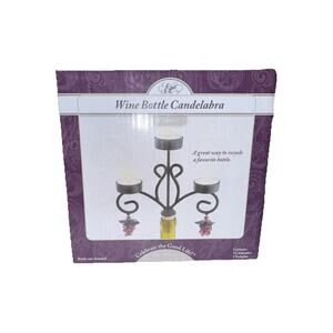 Epic Wine Bottle Candelabra Tea Lights Included Silver CHATEAU NEW Open Box